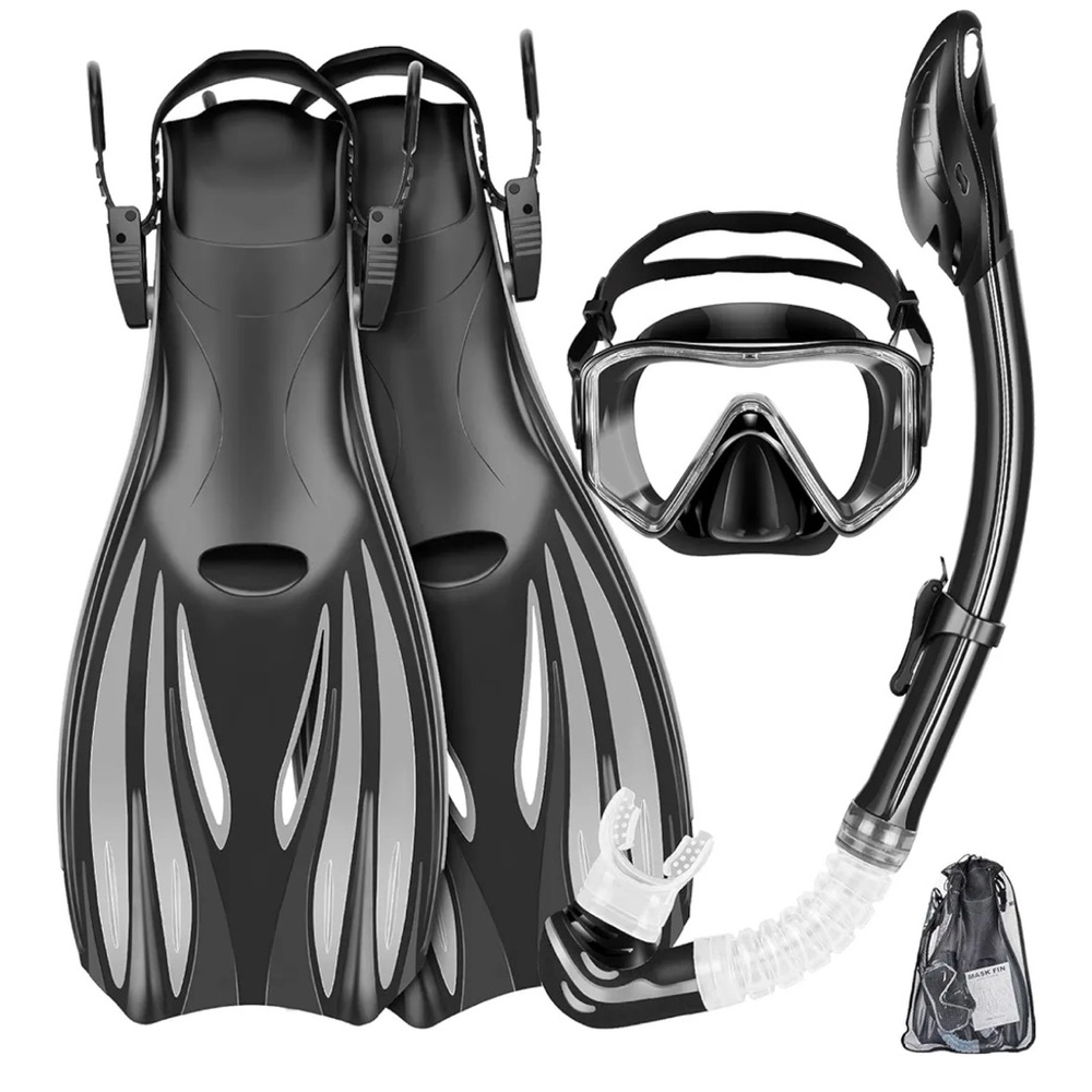 Black and blue Snorkeling Set